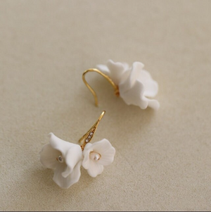 Miela Ceramic Floral Freshwater Pearl Earrings