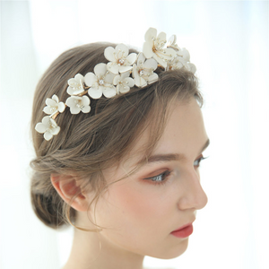 Kelysee Leather Floral Crown Tiara