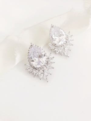 Priscilla Statement Diamond Stud Wedding Earrings