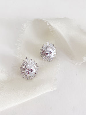 Lisa Vintage Diamond Stud Wedding Earrings