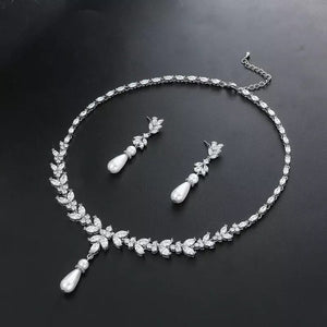 Joanna Pearl Diamond Necklace Earrings Set