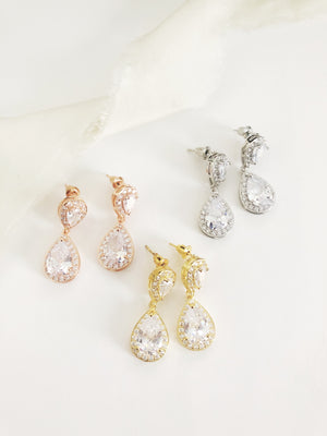 Candace Diamond Drop Wedding Earrings