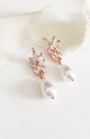 Gianna Rose Gold pearl drop earrings